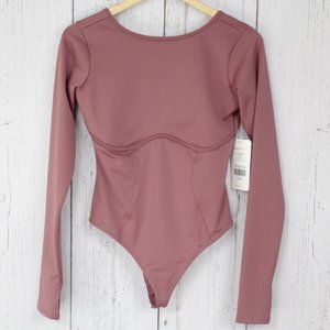 Fabletics Talia Thong Bodysuit in Dark Rouge